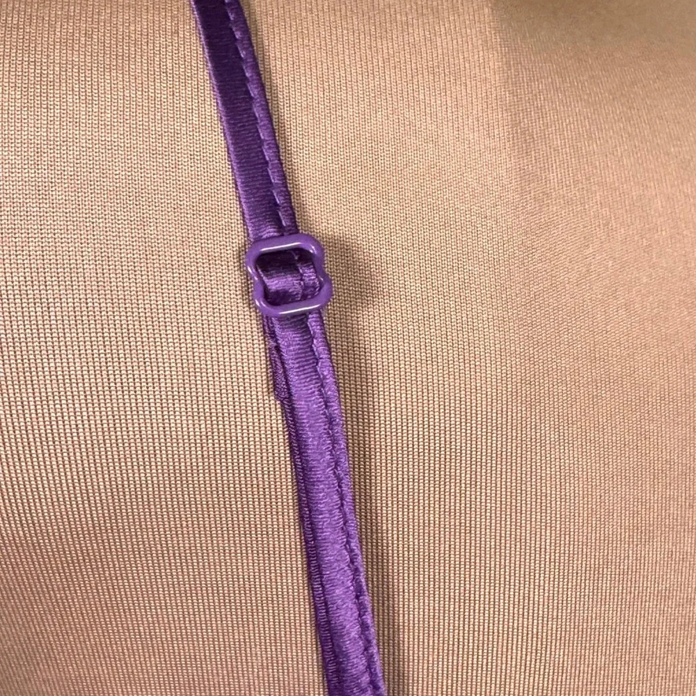 Y2K Victorias Secret Purple Satin Lace Trim Camisole Backless Top Tie Back Med
